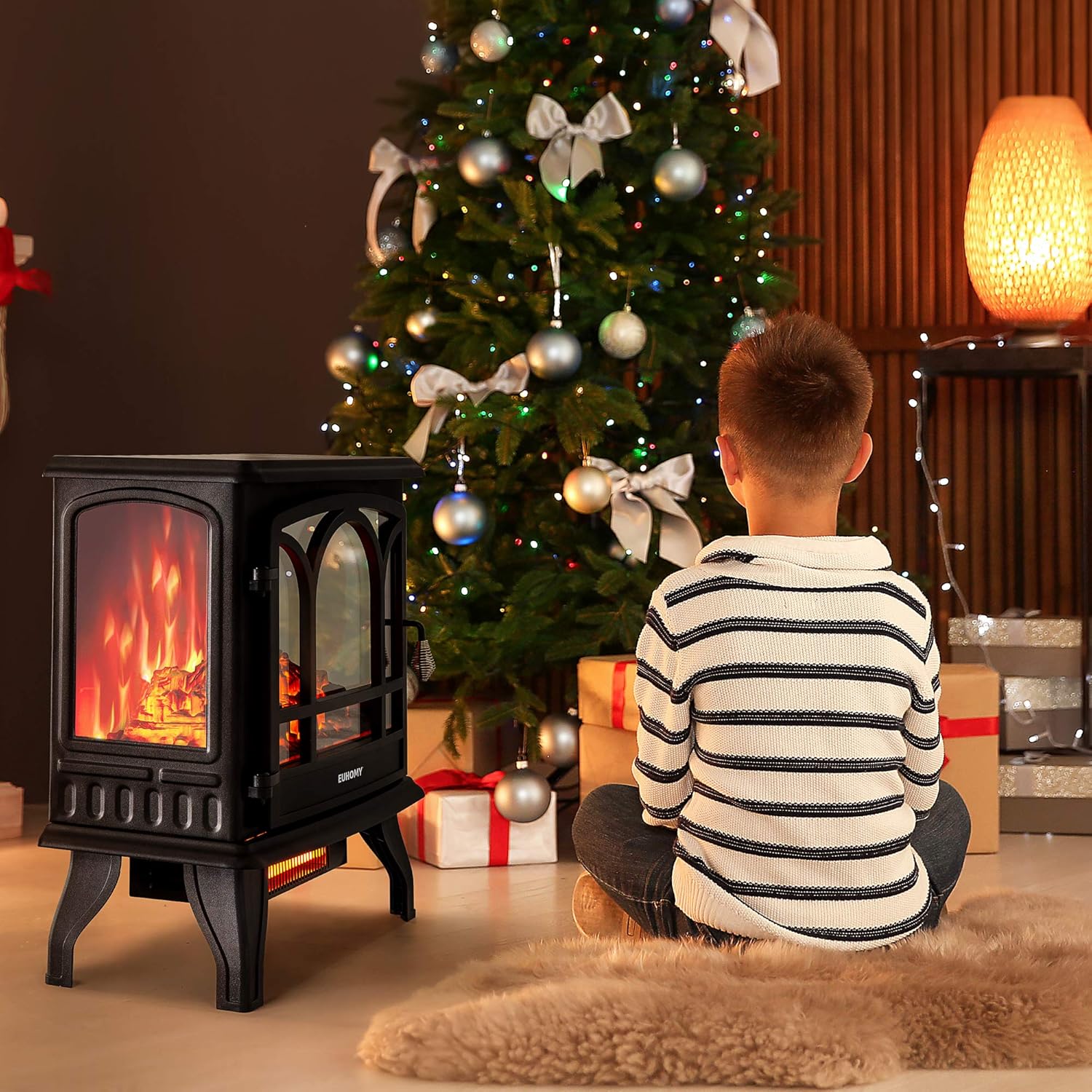 Euhomy Electric Fireplace Heater with Remote Control, 23