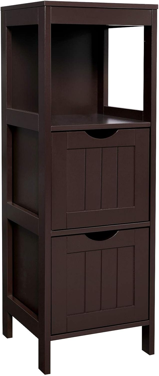 VASAGLE Floor Cabinet Multifunctional Bathroom Storage Organizer Rack Stand, 2 Drawers, White