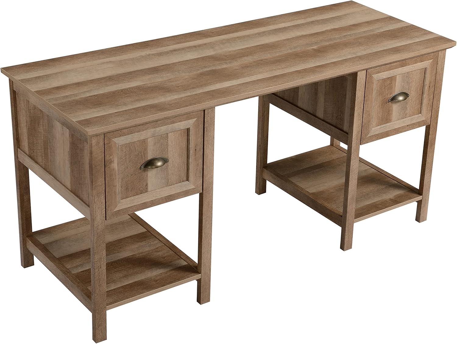 Legacy Home Executive Desk, Computer Desk with Drawers, Workstation with Storage Drawer & Shelves, Oak 032