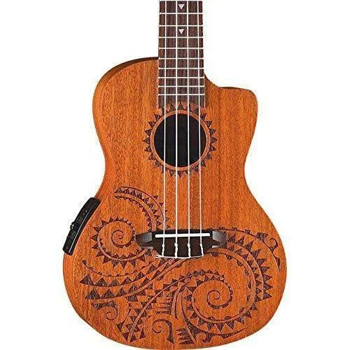 Luna Tattoo Acoustic Electric Concert Ukulele with Gigbag