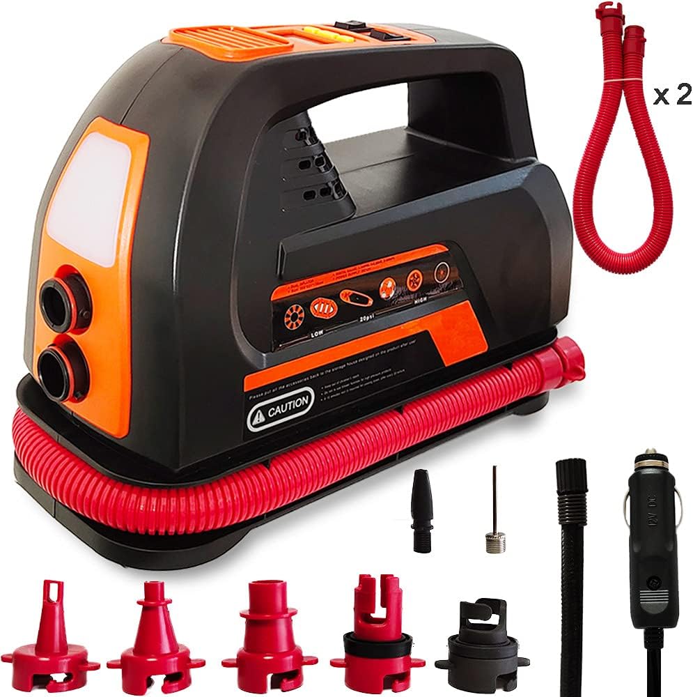 SUP Electric Air Pump Paddle Board Pump Portable Digital Car Tire Inflator100 PSI High Pressure Quick Air Compressor with 8 Nozzles for Stand Up Paddle Board Pack of 2