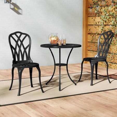 Charlton Home Karns Aluminium 3 Piece Bistro Set, Black