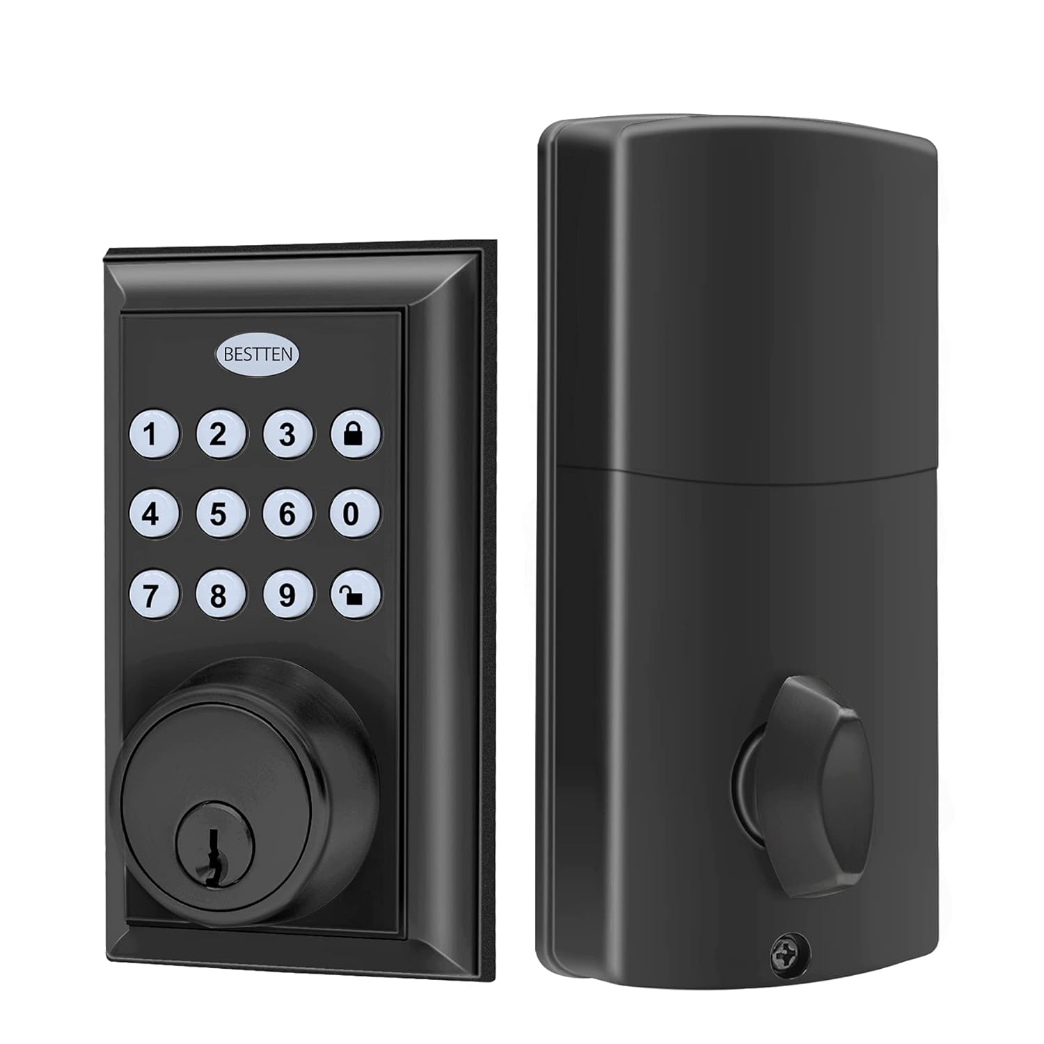 BESTTEN Electronic Keypad Door Lock with Deadbolt, Modern Keyless Entry Deadbolt Lock, Auto Lock, 1 Touch Locking, 50 User Codes, Back Lit, Satin Nickel