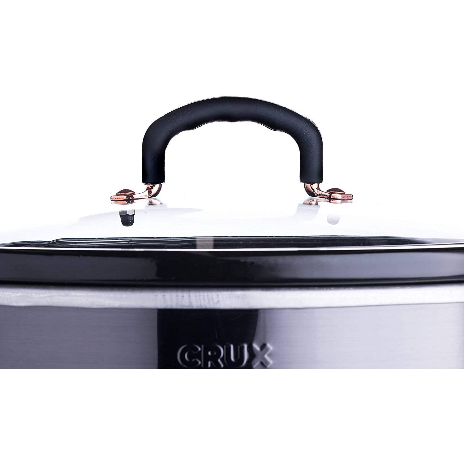 Crux 14681-SN 6 Quart Programmable Slow Cooker with Timer, Black Stainless Steel