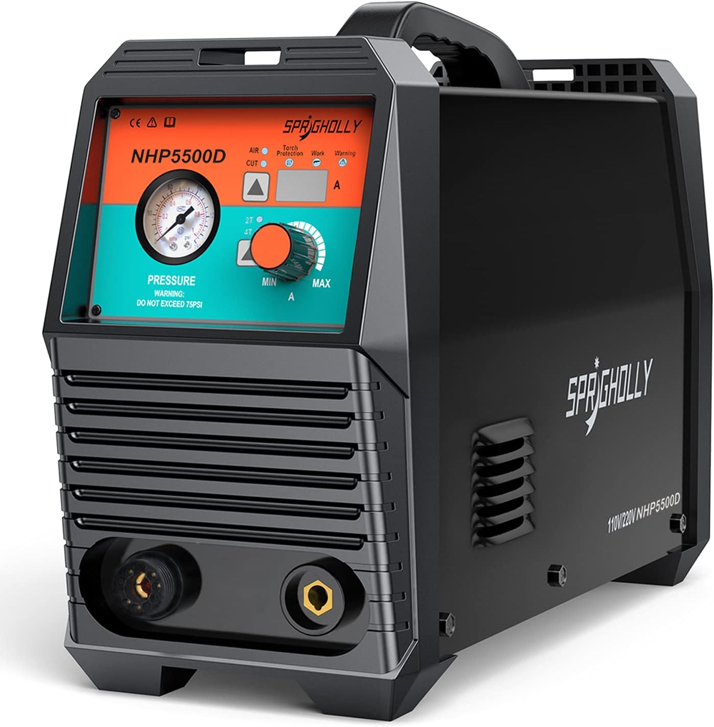 SPRIGHOLLY Plasma Cutter CNC 50A Non Touch Pilot Arc Low Frequency 110V/220V Dual Voltage Metal Cutter AC 1/2