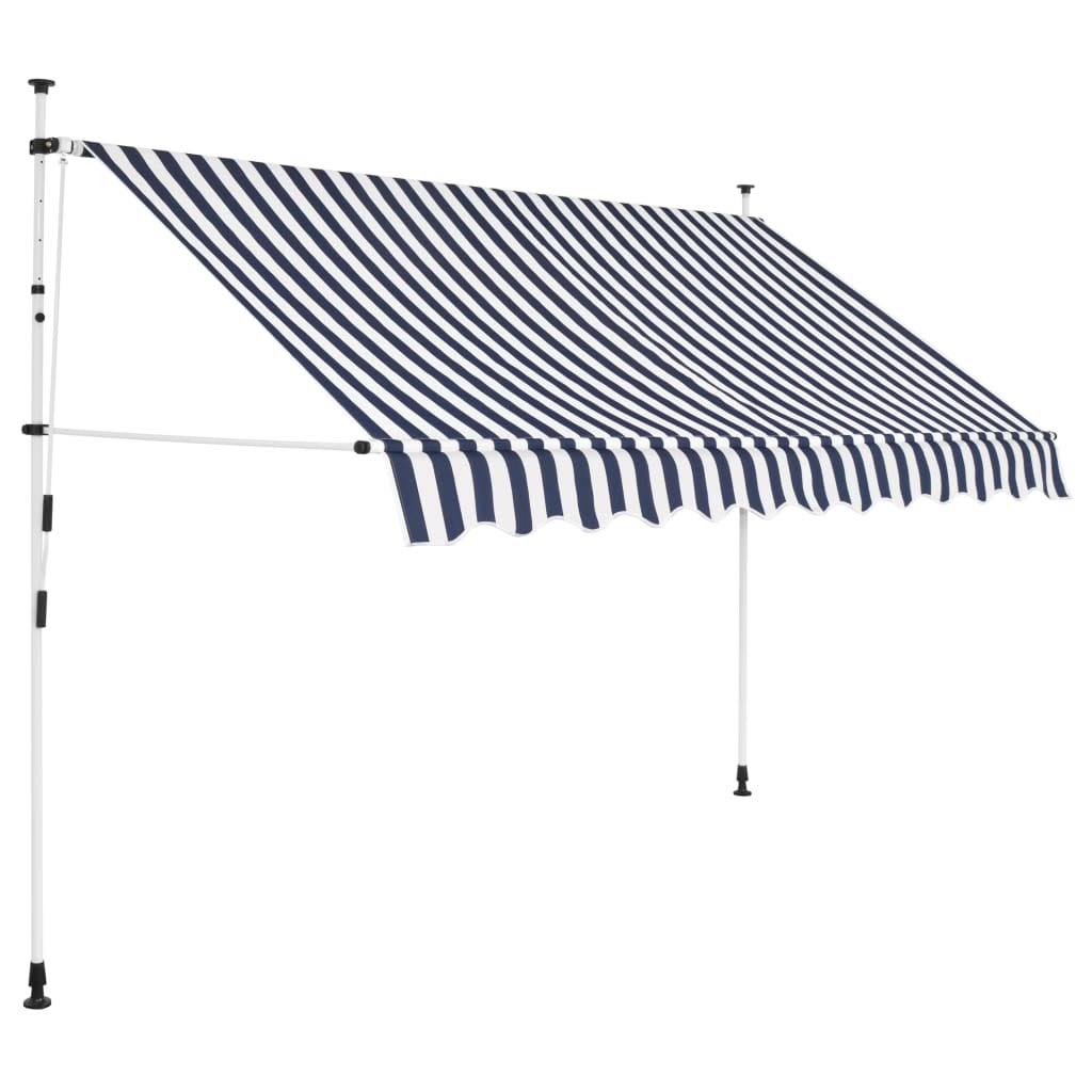 vidaXL Manual Retractable Awning 118x22 Blue and White Stripes