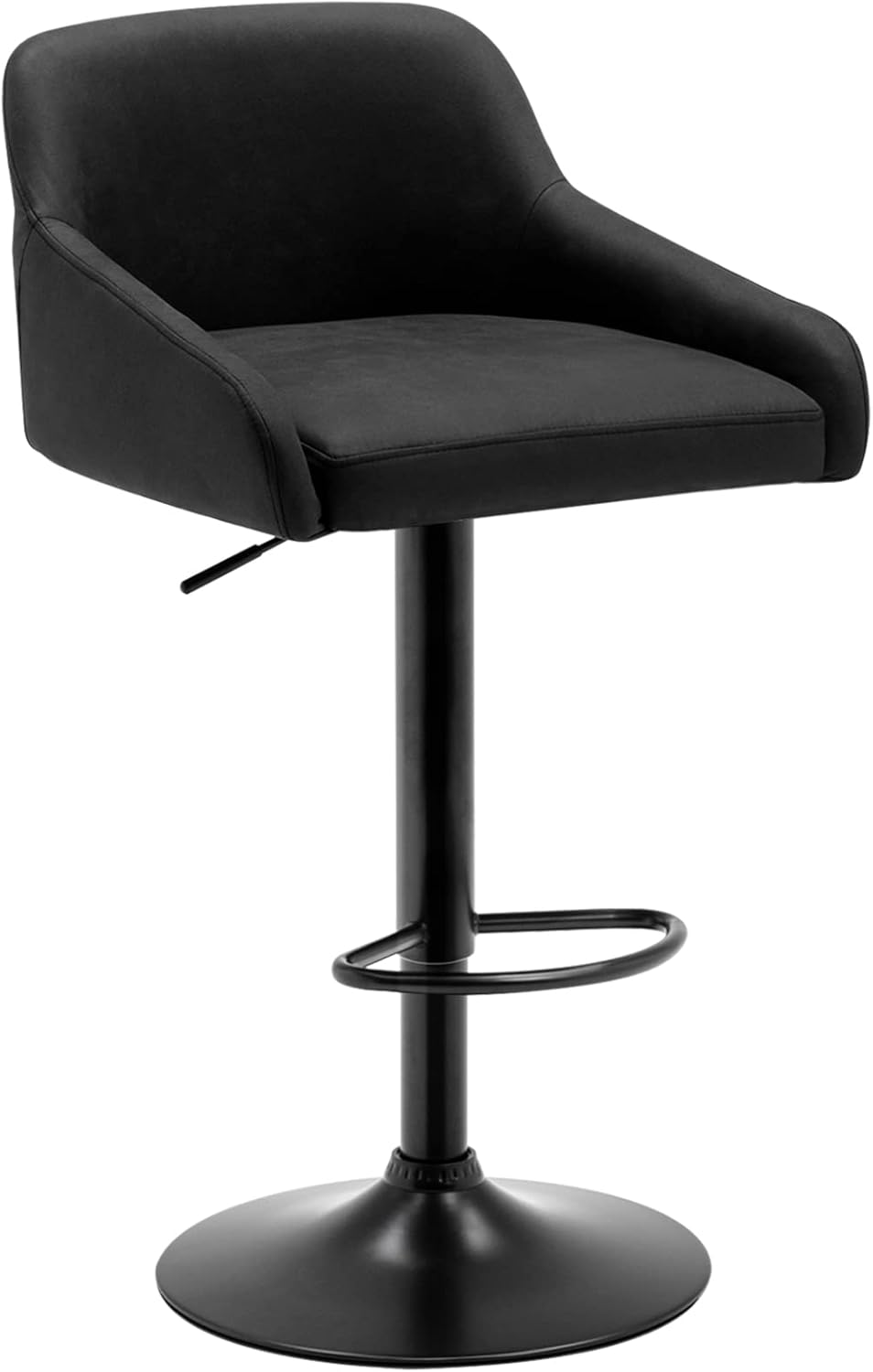 Fefances Swivel Bar Stools Kitchen Stool Velvet Bar Chair Height Adjustable with Black Metal Base Khaki