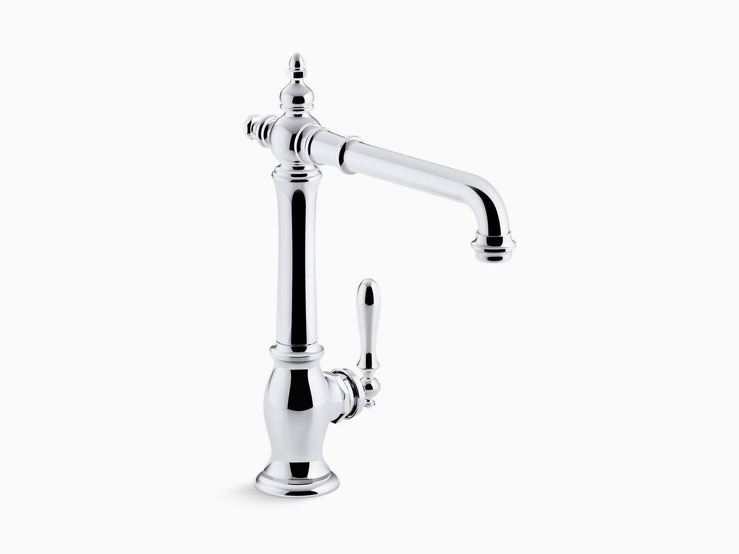 Artifacts Single-Hole Kitchen Sink Faucet with 13-1/2x22 Swing Spout, Victorian Spout Design
