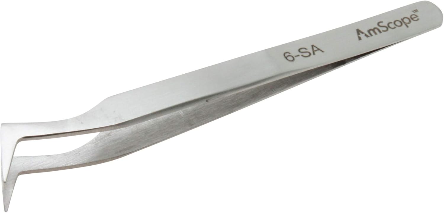 AmScope - High Precision 4 3/4 in. Angled Fine Tip Tweezers - Multi-Pack - 5 pcs
