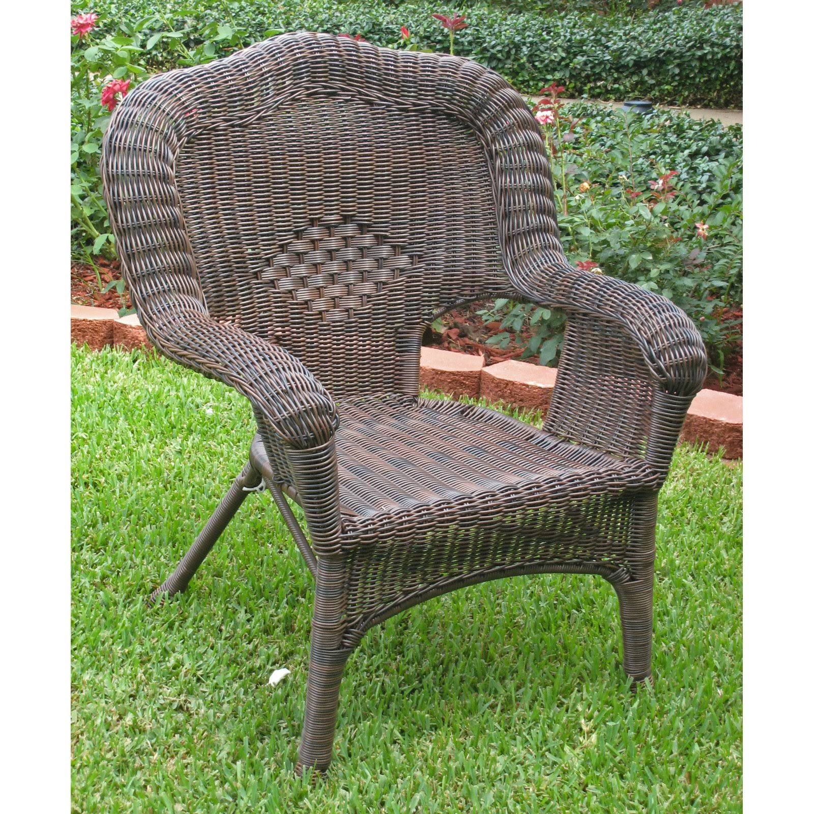 International Caravan Camelback Resin Wicker Patio Chair - White