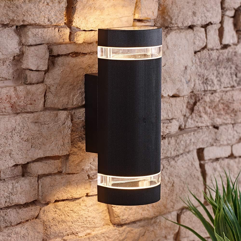 Outdoor Wall Light,Bling Exterior Lighting - ETL Listed,Aluminum Waterproof Wall Mount Cylinder Design - Up Down Light Fixture for Porch, Backyard and Patio (Semi Cylinder 2 Pack)