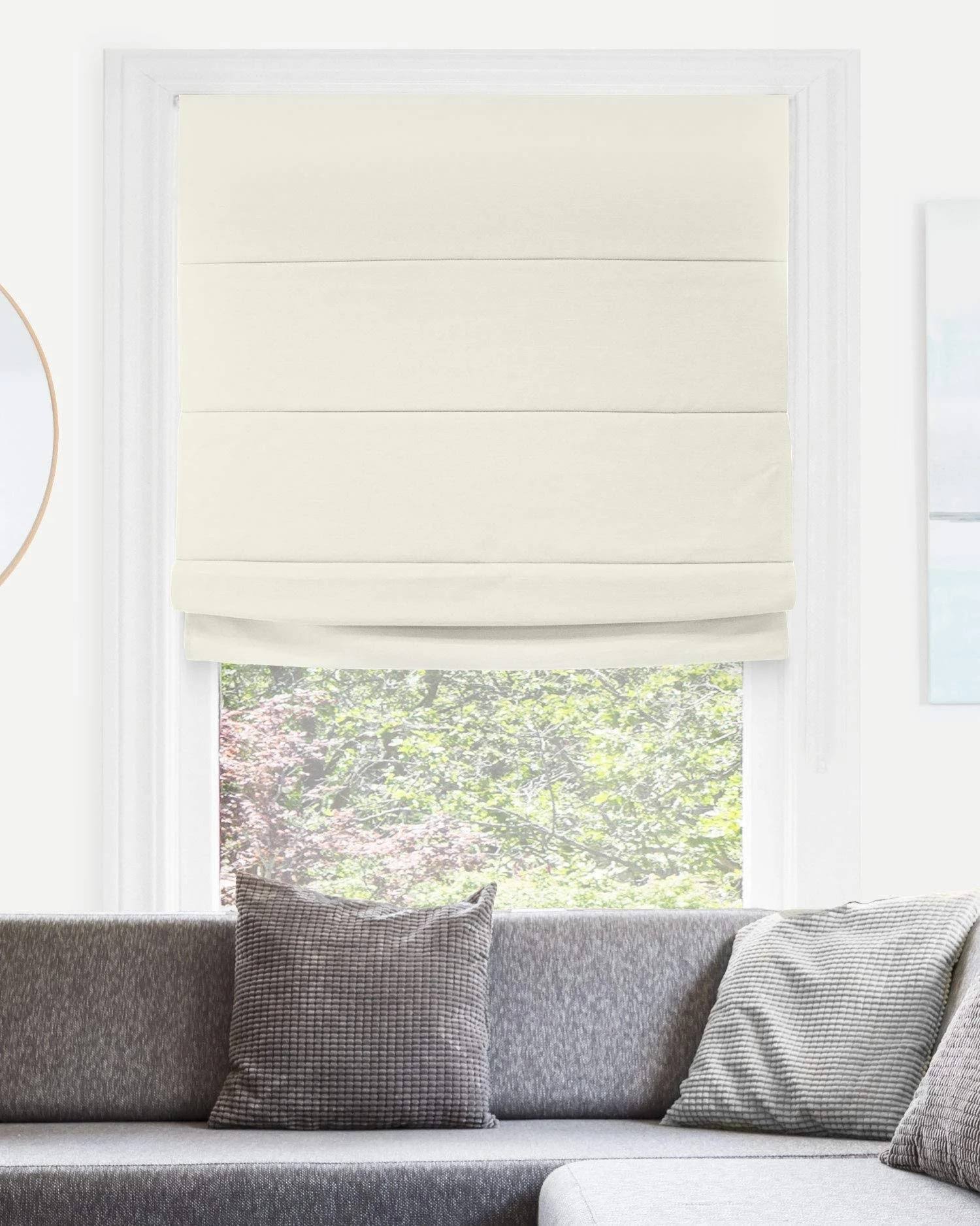 Chicology Blackout Cordless Roman Shades, Del Mar Moon Shell, 36 x 64
