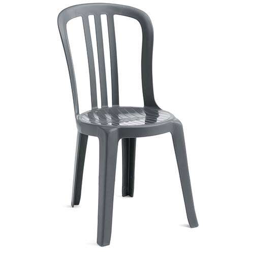 Grosfillex (US495002) Miami Bistro Charcoal Outdoor Stacking Resin Sidechair
