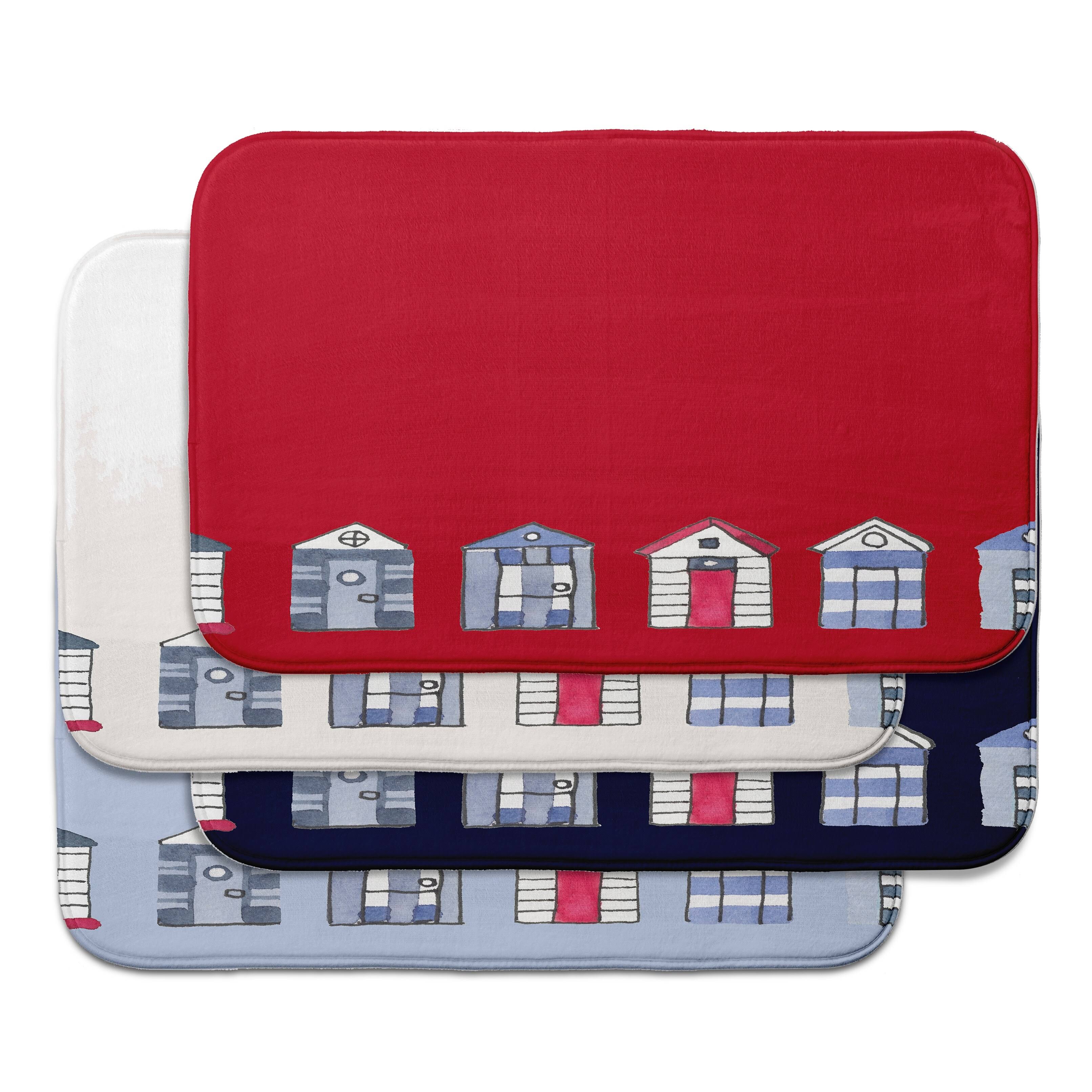 Nantucket Beach Huts Bath Mat - Red - 21 x 34