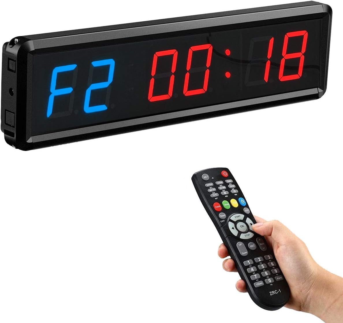 ledbrigym Gym Timer with Remote Digital Workout Home Boxing Fitness Garage Red and Blue 1.8 Inch Pack of 2