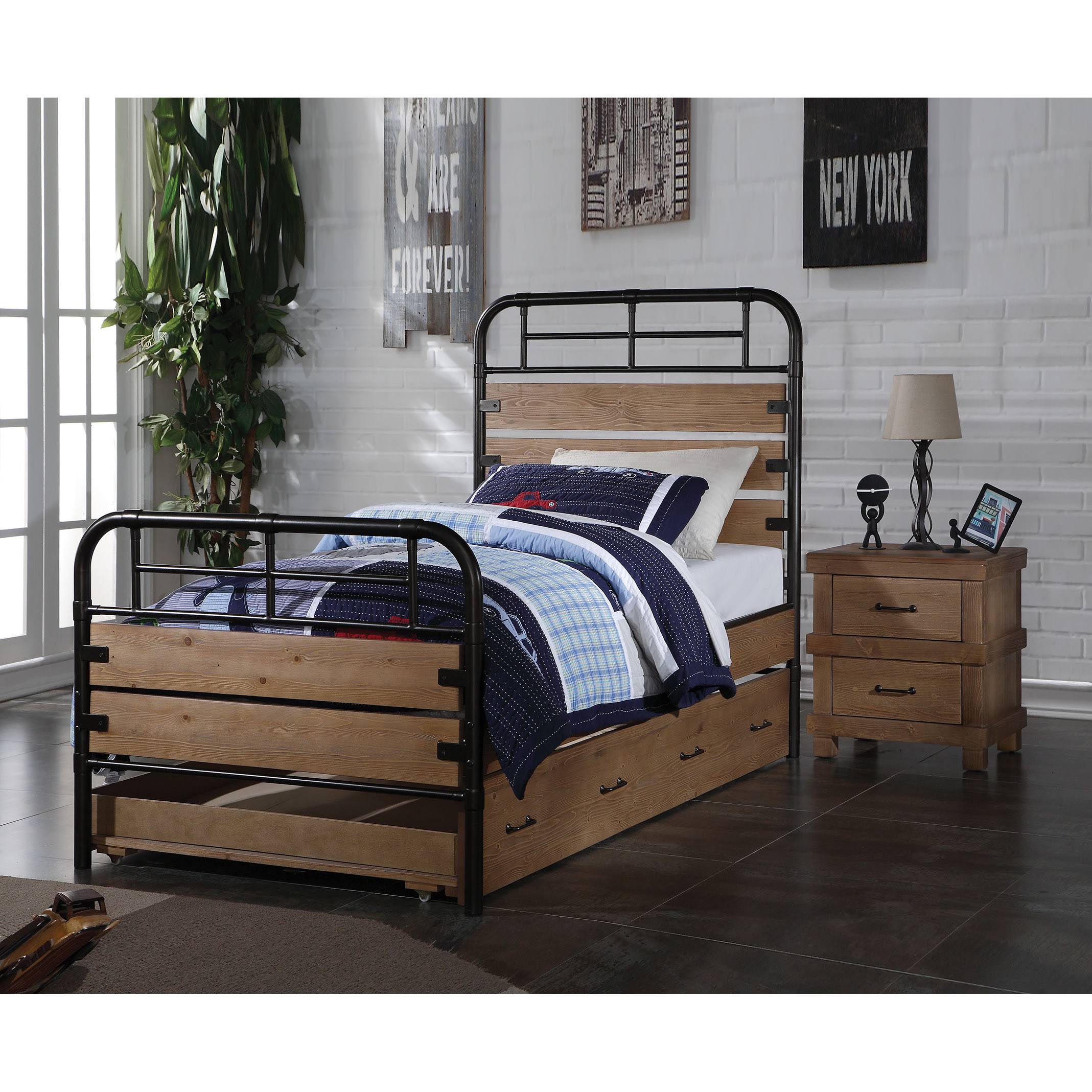 ACME Furniture Adams Twin Slat Bed, Antique Oak