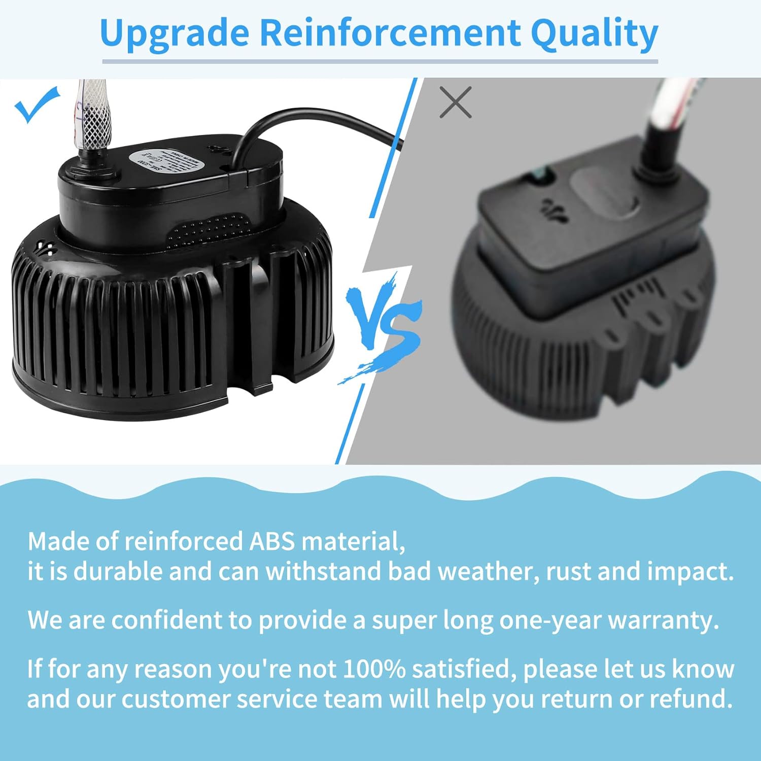 Pool Cover Pump Submersible-Water Pump For Pool Draining,Pool Cover Pump Above Ground-850 GPH Max Flow, 75W Max Power,Includes 3 Adapter,16ft Drainage Hose,25ft Power Cord-1 Years Warranty Pack of 2