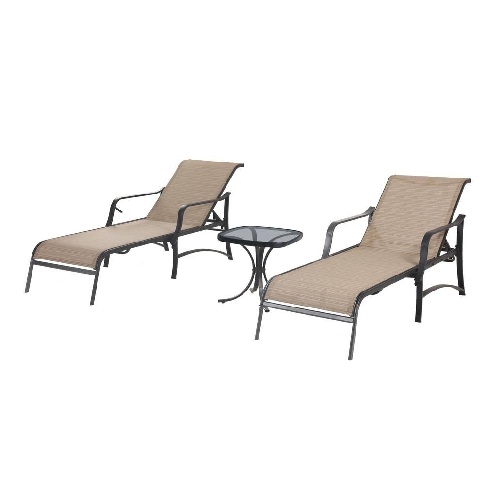 Top Home Space Adjustable 3-Piece Metal Outdoor Chaise Lounge