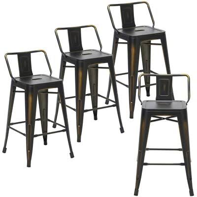Hartmann Counter u0026 Bar Stool Williston Forge Seat Height: Counter Stool (24? Seat Height), Color: Black-Gold