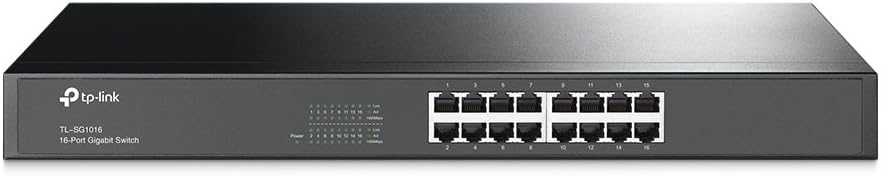 TP-Link 16 Port Gigabit Ethernet Switch | Plug and Play | Sturdy Metal w/ Shielded Ports | Rackmount | Fanless | Limited Lifetime Protection | Unmanaged (TL-SG1016) Pack of 2