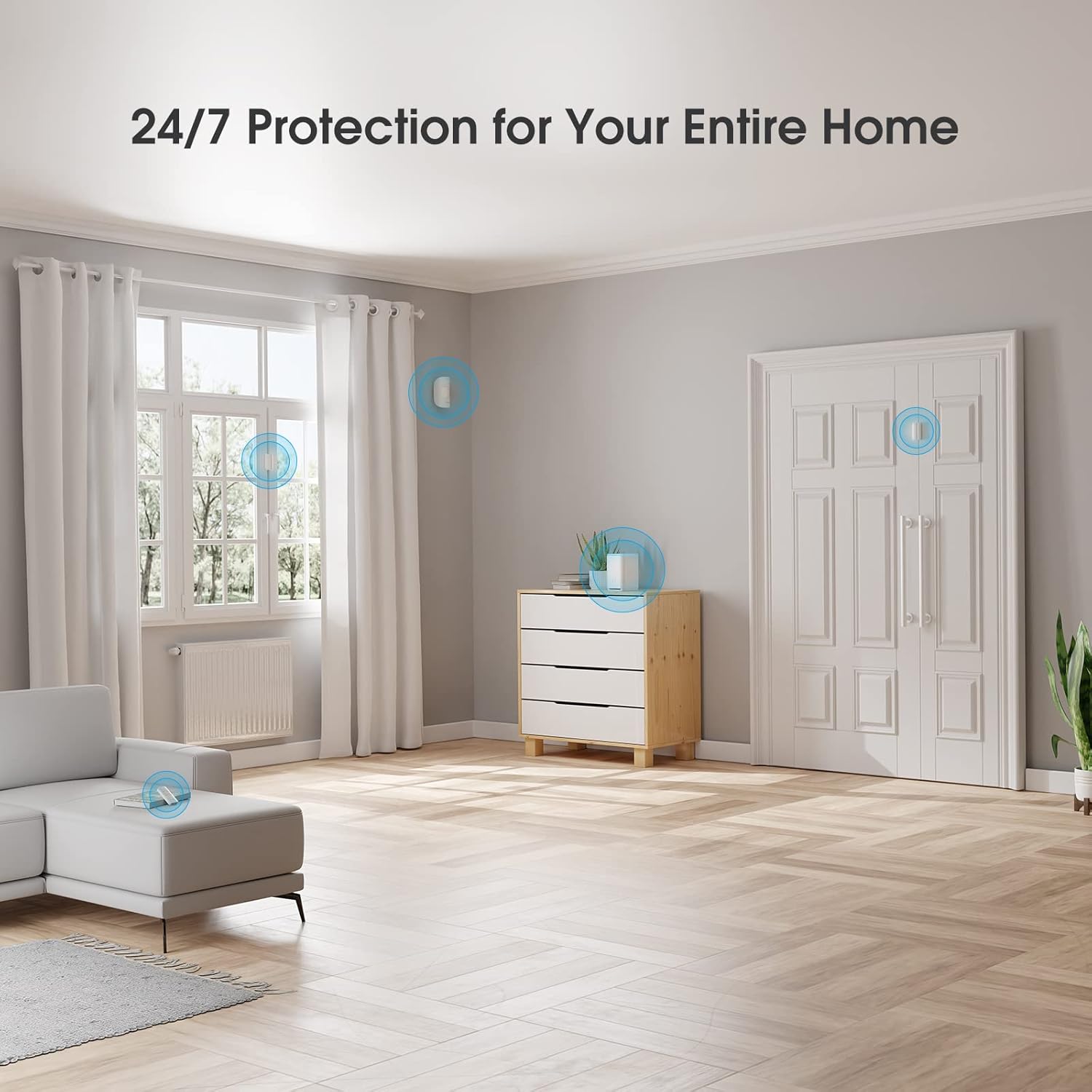 X-Sense Home Security System, 5-Piece Wireless Alarm Kit with Base Station, Motion Sensor, Entry Sensor, Remote Control, 1 1/4 Mile Wireless Range, Works with Alexa, No Contract, for Indoor Security