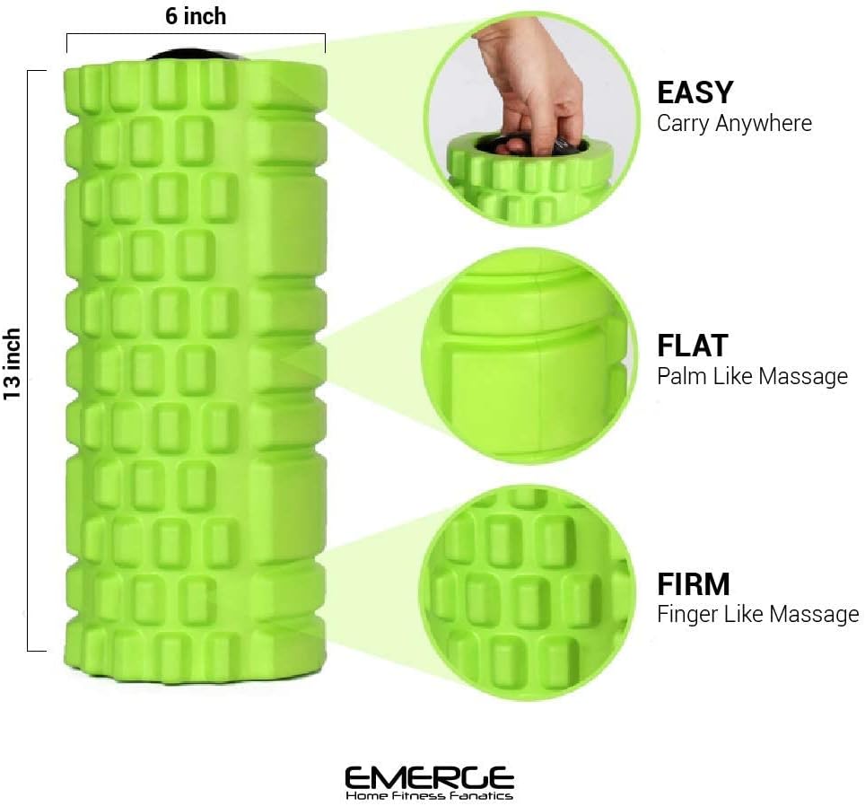 Emerge VIBR Vibrating Foam Roller | Trigger Point Grid Roller | High Density Thick & Hard Spiked Foam Roller | Electronic Foam Roller for Deep Tissue Massage, Calf, Neck, Back, Muscle, Workout Pack of 2