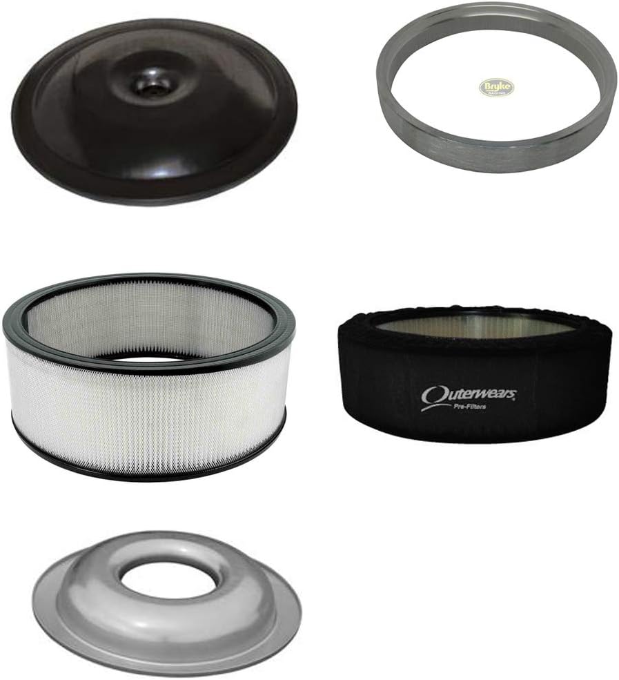 Air Cleaner Kit 14 x 4 Washable Filter/Sure Seal/Housing Black Top Aluminum