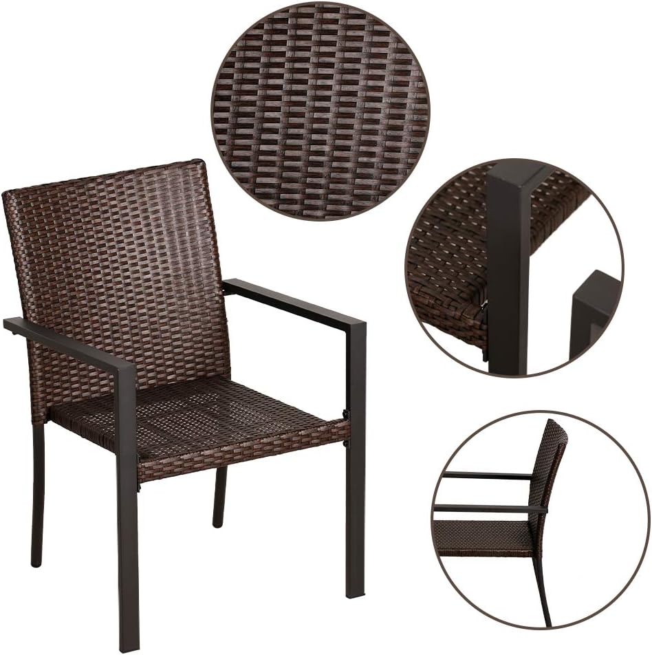 BALI OUTDOORS Gas Firepit Chairs Outdoor Wicker Patio Dining Set, Set of 2 Stackable&nbsp;Outdoor Wicker Chairs for Patio, Garden, Yards, Indoor, Multibrown