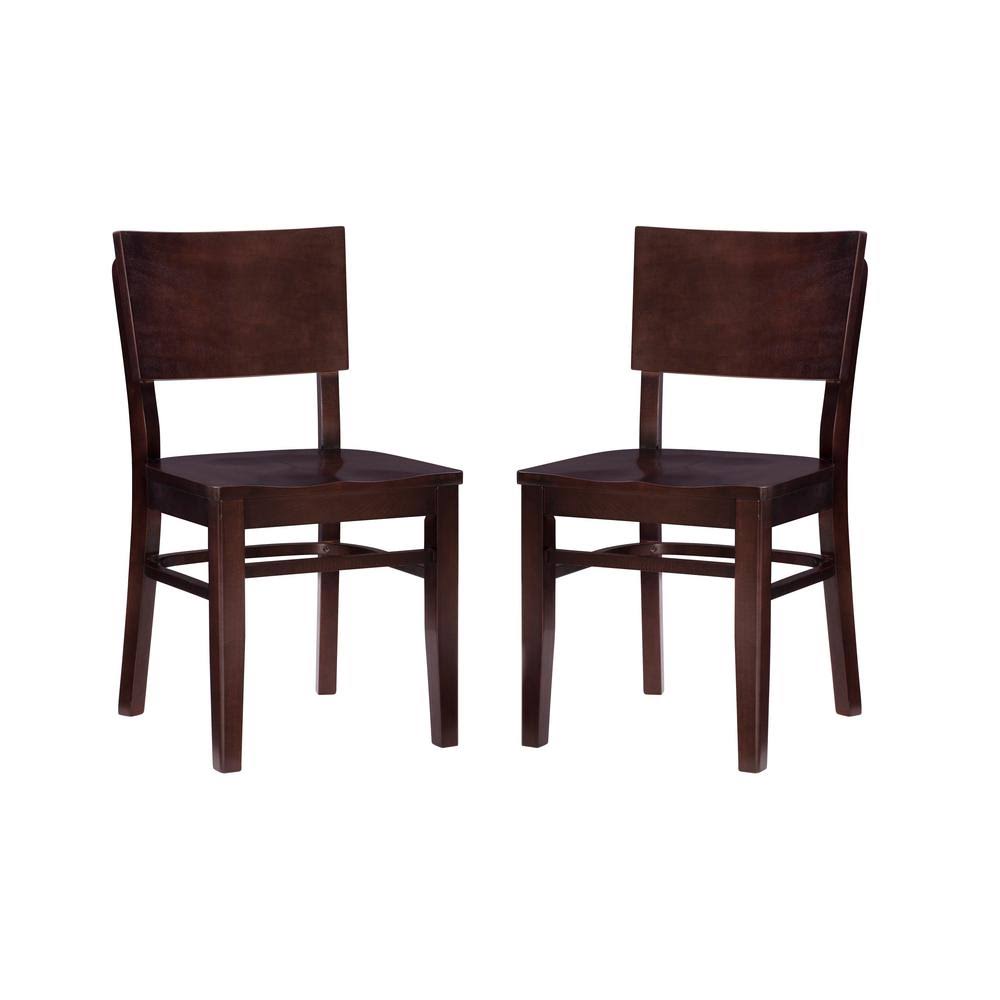 Linon Home Decor Adams Brown Wood Back and Seat Dining Chair (Set of 2)