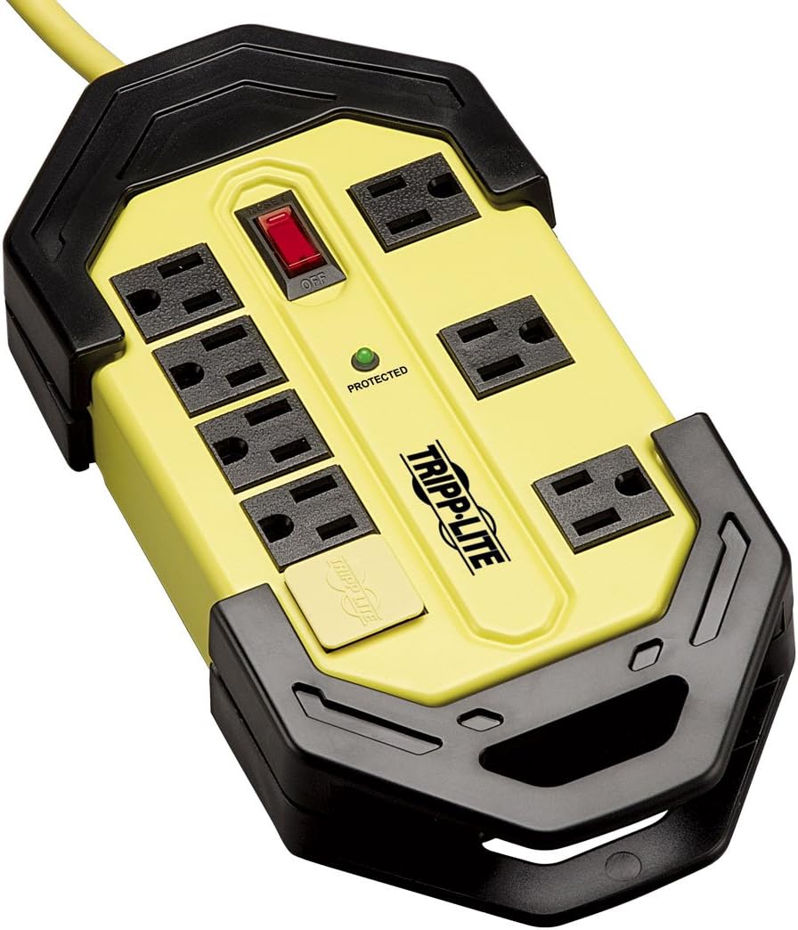 Tripp Lite 8 Outlet Industrial Safety Surge Protector Power Strip, 12ft Cord, Cord Wrap, Metal, Lifetime Limited Warranty & $50K INSURANCE (TLM812SA) Pack of 2