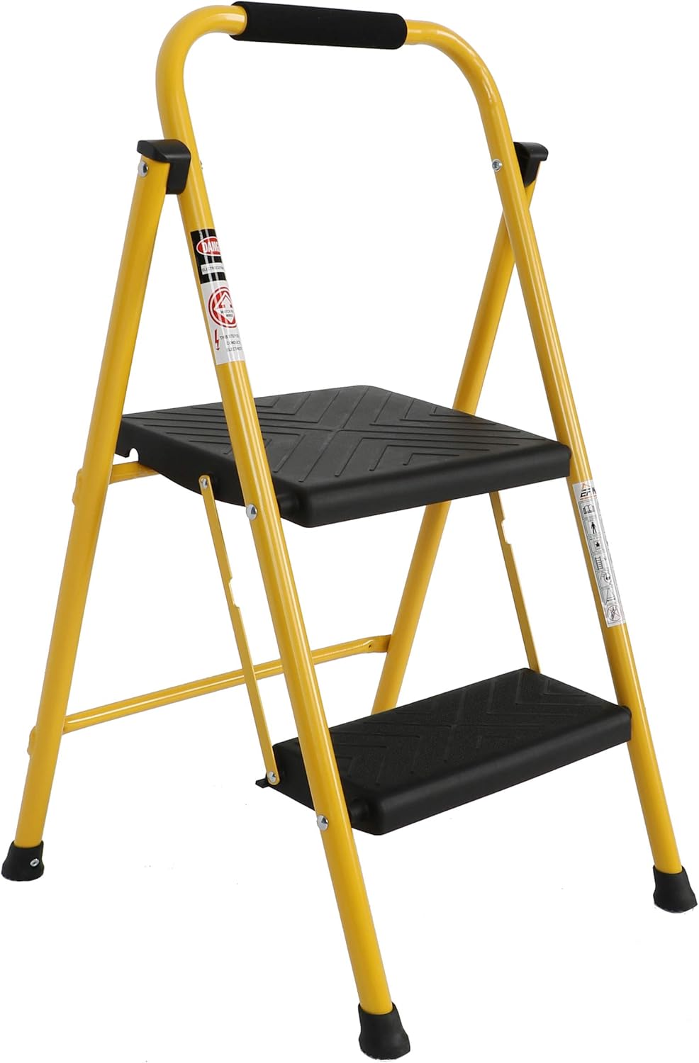 EFINE 2 Step Ladder, Oversized Pedal and Position Lock, High Grade Steel with Smooth Powder Coating, Sturdy and Lightwight, Holding up to 500lbs. (Yellow) Pack of 2