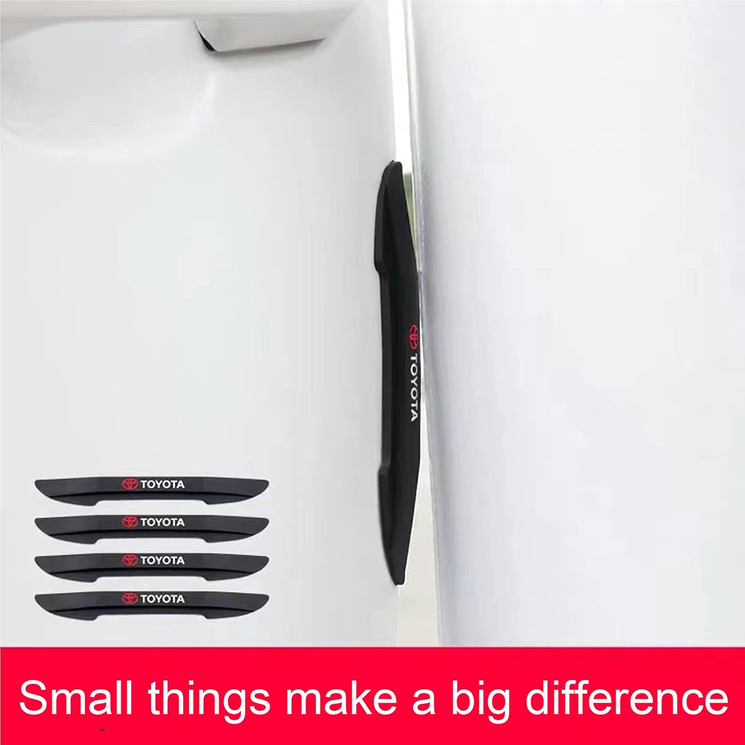 nobrend 4 PCS for Toyota Door Anti-Collision Strip Protectoion Stickers Car Side Edge Black Guards Protector Scratch Guard (for Black)