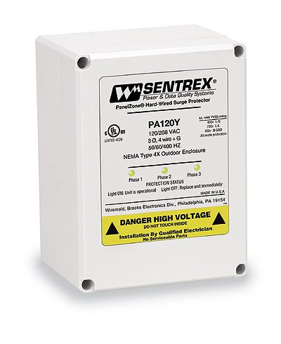 Three Phase, 4 Wire Surge Protector (80,000 A per Phase), 120/208 VAC