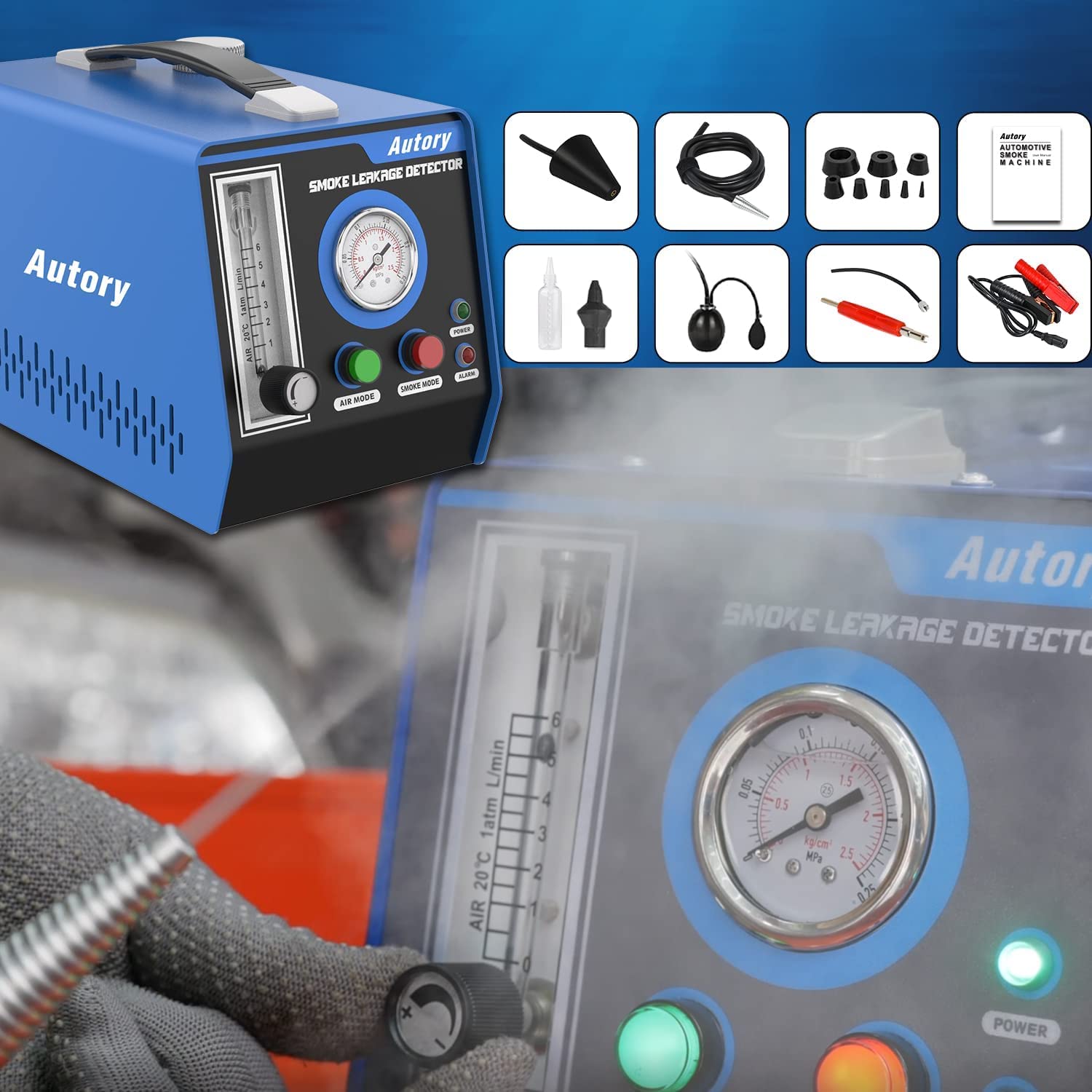 EVAP Smoke Machine Leak Detector - Smoke Leak Detector Automotive with Dual-Mode, Automotive Smoke Machine Fuel Diagnostic Detector, 12V Fuel Pipes Diagnostic Tester for Cars Motorcycles Trucks Boats