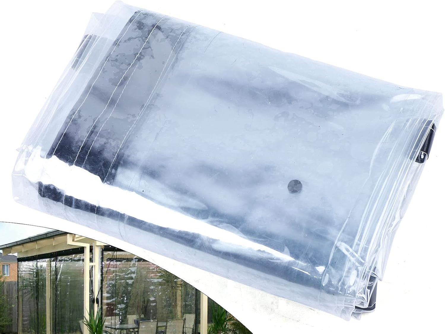 Commercial Grade Waterproof Clear Awning,Vinyl Clear Awning Canopy Roll Up Patio Enclosure for Tents, Awnings, Canopies,Curtain(Black) ((8x10 Feet (2.5x3 M))