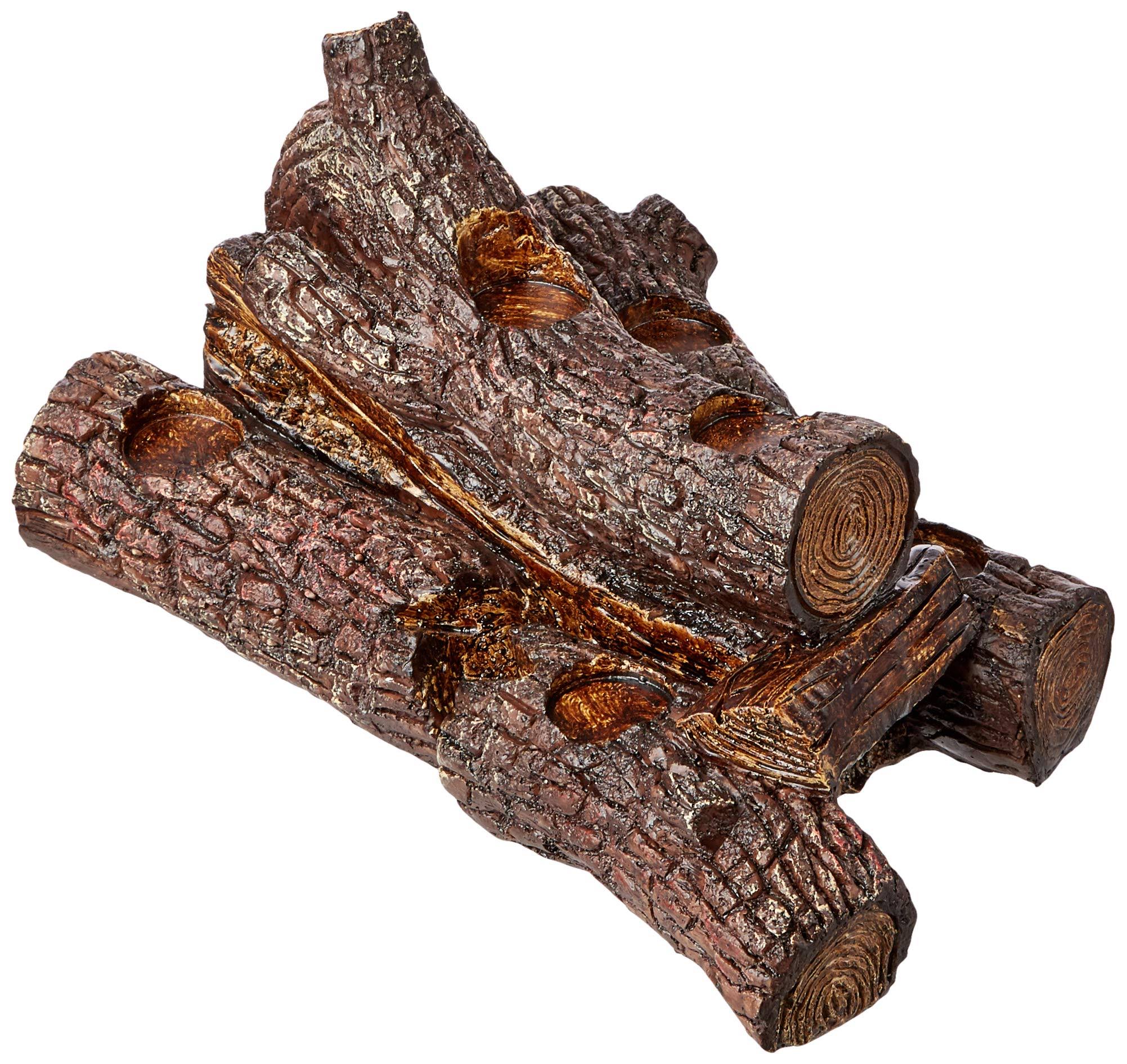 Plow u0026 Hearth - Elegant Logs Fireplace / Hearth Candle Holder, Oak