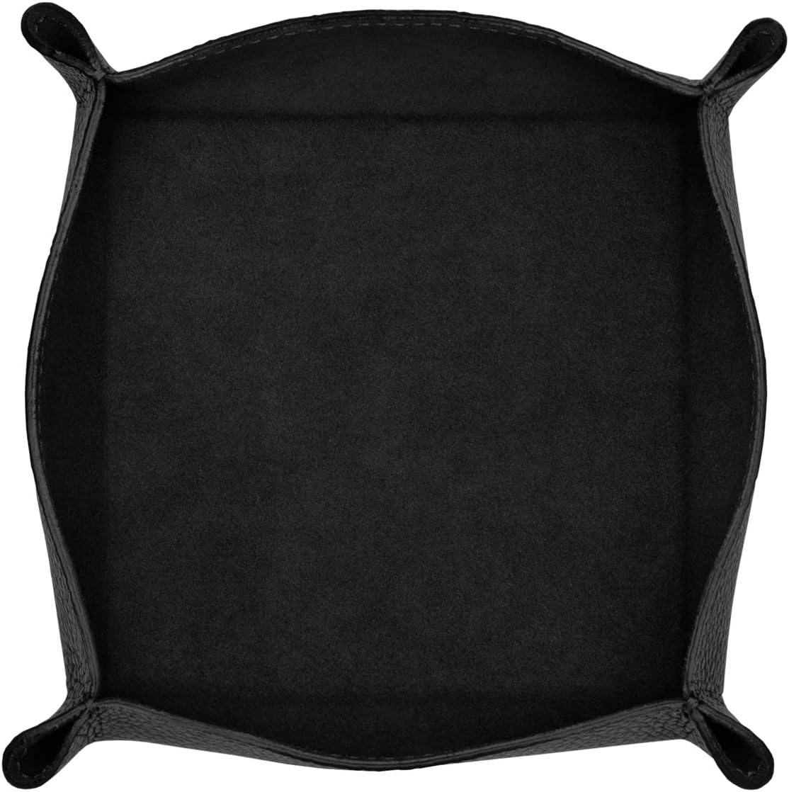 Maruse Italian Tumble Leather Valet Tray Organizer, Office Desk Accessory, Durable Leather Handmade in Italy (Black) Pack of 2