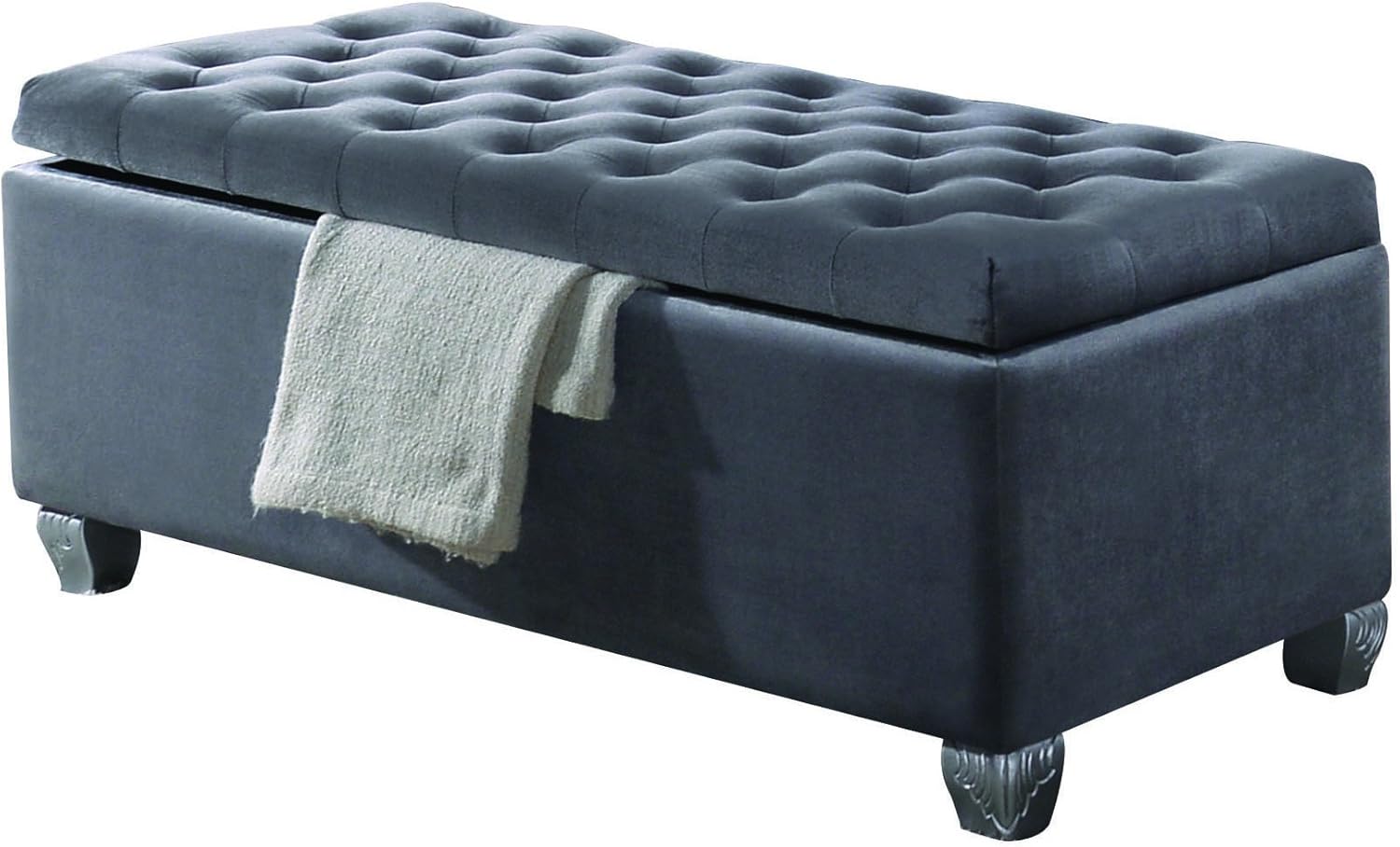 ACME Rebekah Bench w/Storage - - Gray Fabric