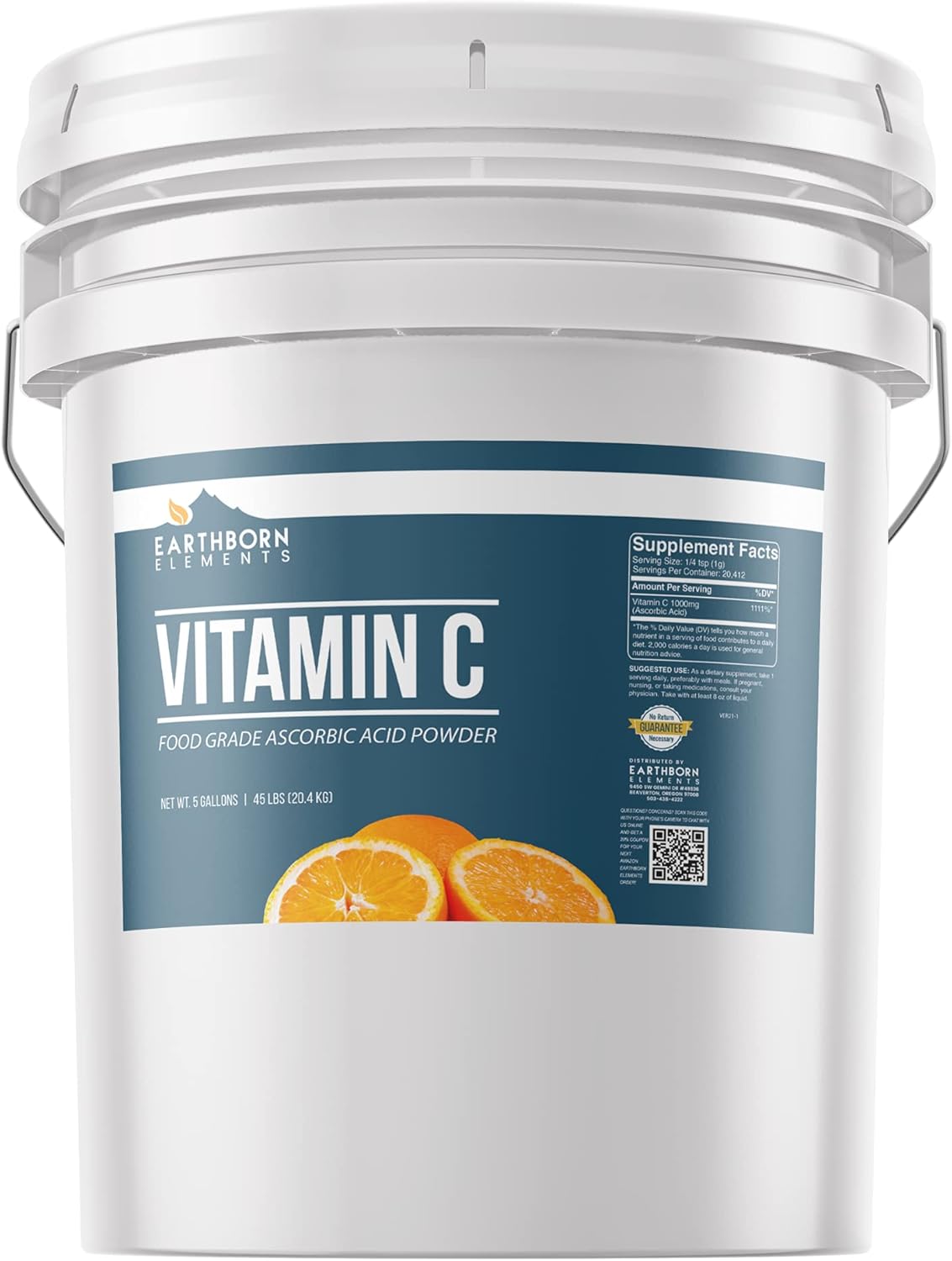 Vitamin C Powder (Ascorbic Acid) (5 Gallon) Resealable Bucket, Antioxidant, DIY Skin Care