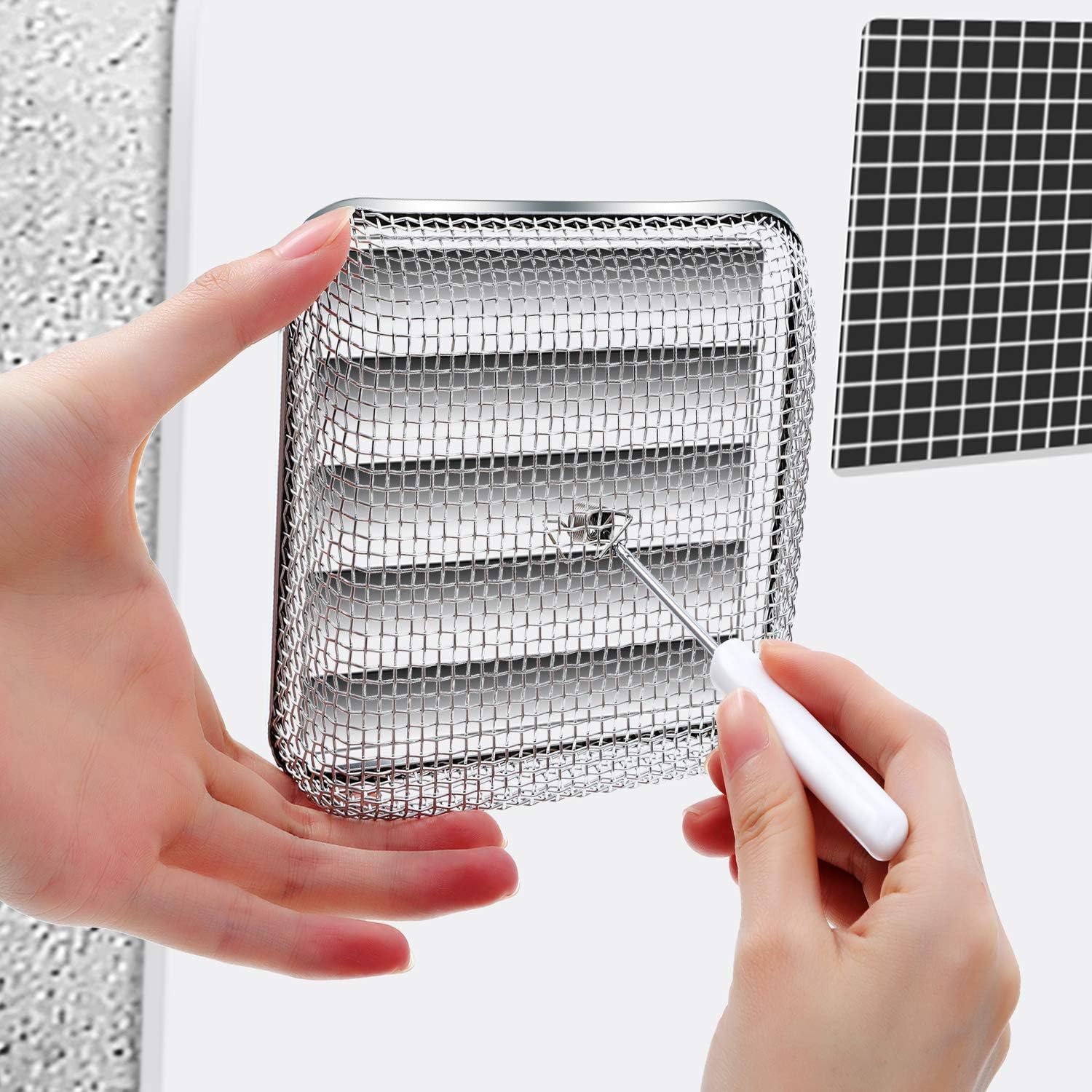Tatuo Flying Insect Screen RV Furnace Vent Cover Water Heater Vent Cover Stainless Steel Mesh with Installation Tool (4.5 x 4.5 Inch)