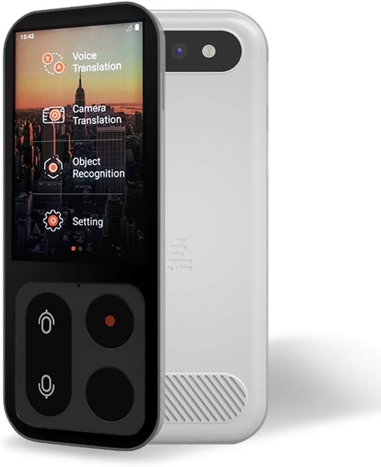 JoneR Voice Language Translator Device, 2-Year Unlimited Global Data, Support Photo Translation, 3.1-inch Touch Screen, 55 Languages +75 Accents Instant Two-Way Portable Translator, Fly, White