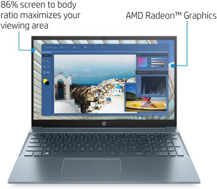 HP 2021 Pavilion Laptop, 15-inch Laptop, AMD Ryzen 7 5700U (>i7-1165G7), 16GB RAM, 512GB SSD, AMD Radeon Graphics, 15.6