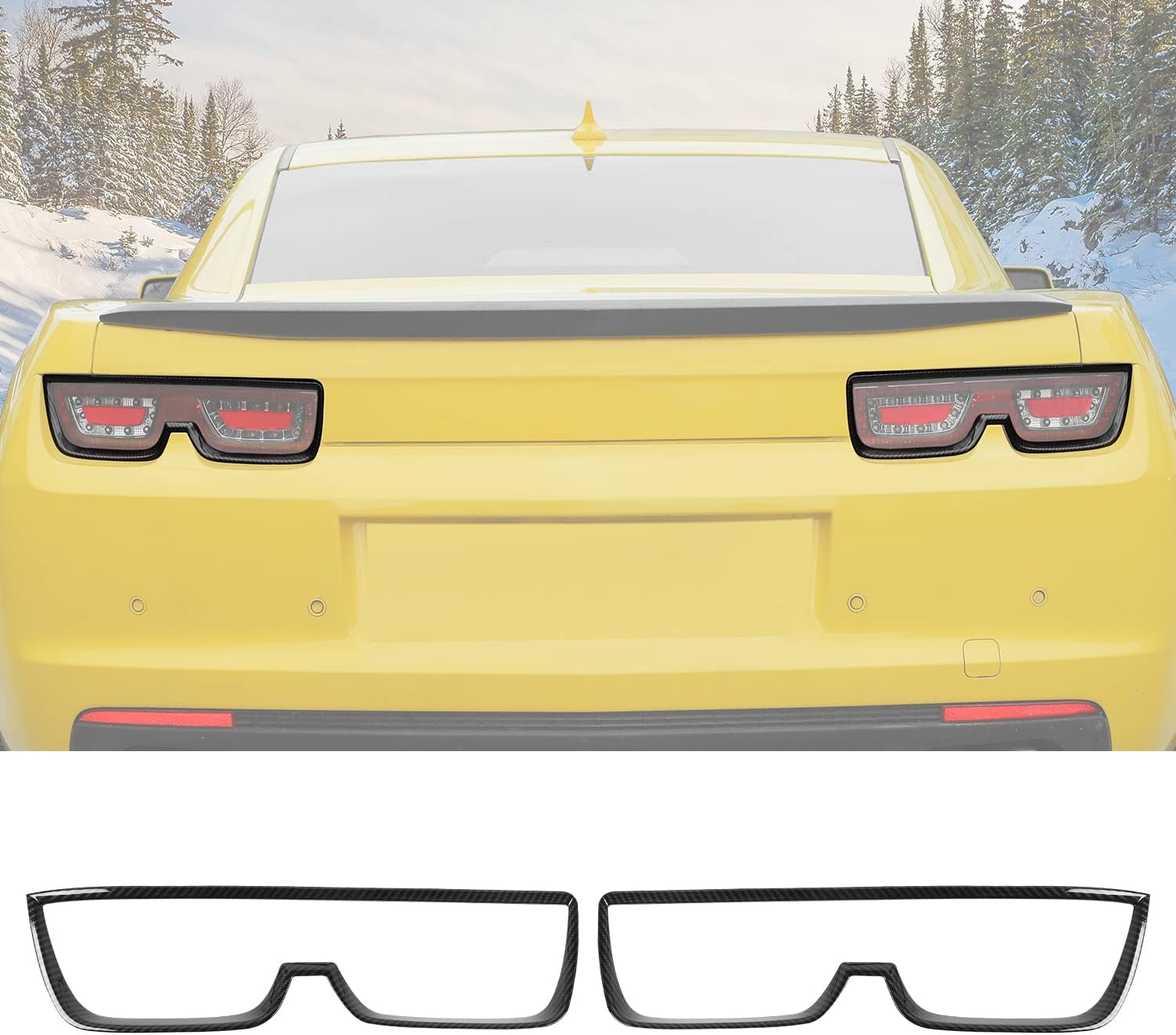 RT-TCZ Tail Light Lamp Cover Guard Trim Frame Bezels Decoration Accessories for Chevrolet Camaro 2010-2015(Carbon Fiber Grain)