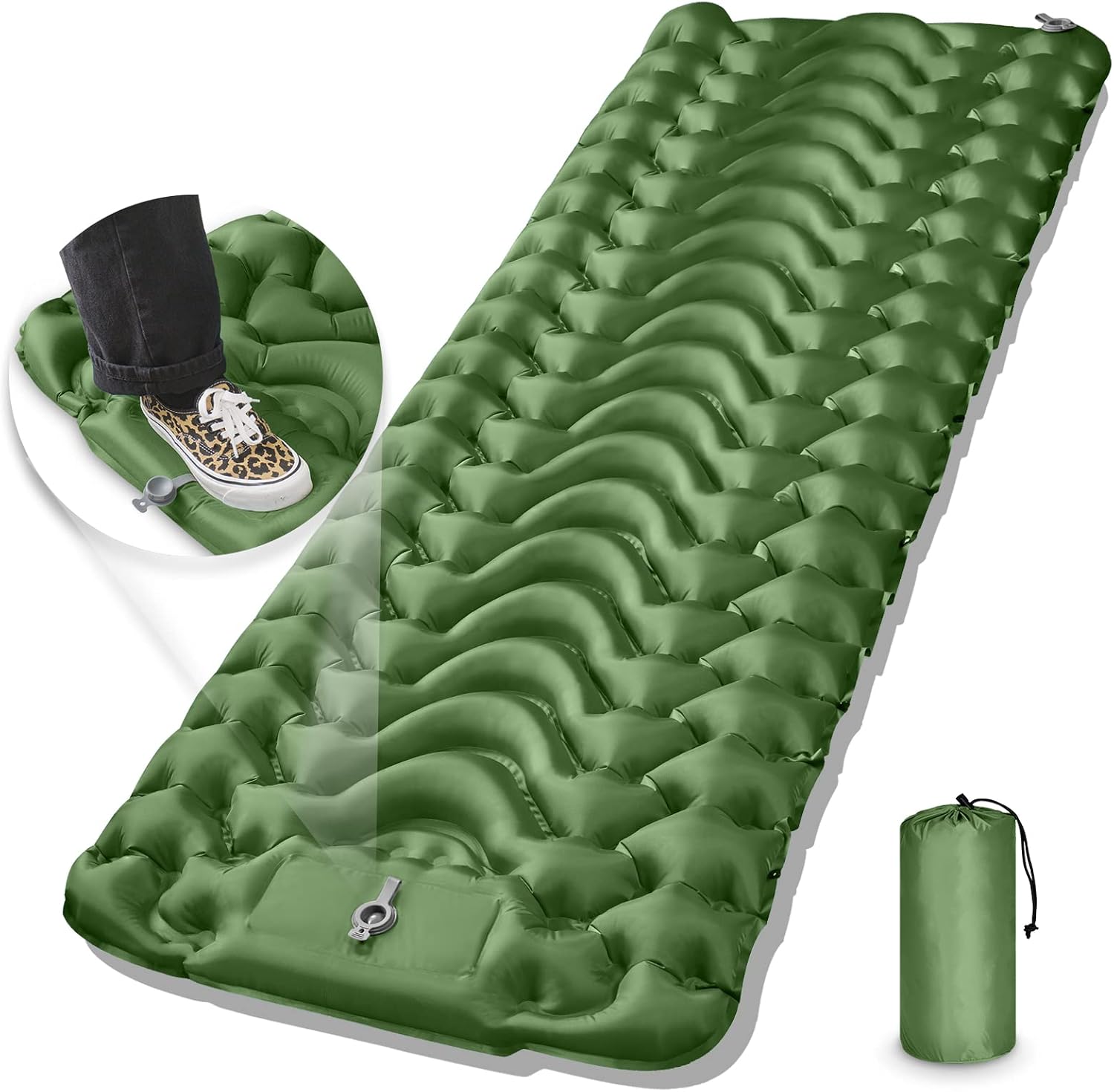 Sleeping Pad, MEETPEAK Ultralight Sleeping Mat for Camping, Inflatable Camping Pad Built-in Foot Press Pump, Durable Portable Compact Camping Air Mattress for Backpacking, Traveling, Hiking