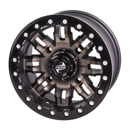 4/156 Tusk Teton Beadlock Wheel 14x7 5.0 + 2.0 Smoke/Black