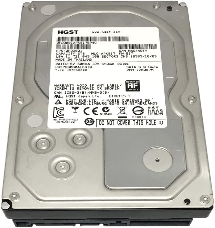 HGST, a Western Digital Company ULTRASTAR 7K6000 6000GB 7200RPM SATA 512E ULTRA ISE 128MB Cache 3.5-Inch Internal Bare or OEM Drives 0F23001 (Renewed) Pack of 2