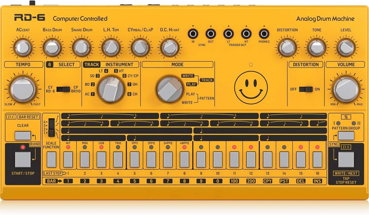 Behringer RD-6-AM Analog Drum Machine - Yellow