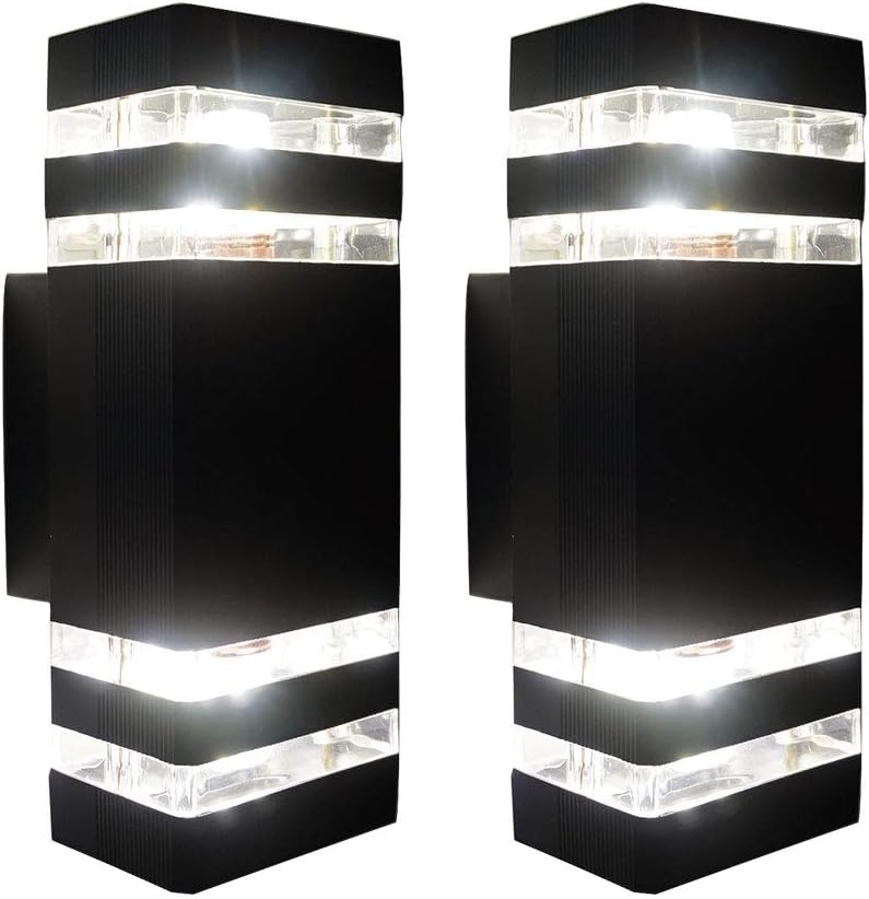 Exterior Up Down Wall Light, Modern Outdoor Porch Light, Waterproof Wall Sconce Lamp with Matte Black Finish for Patio Garage Front Door, E26 Base (2pack)