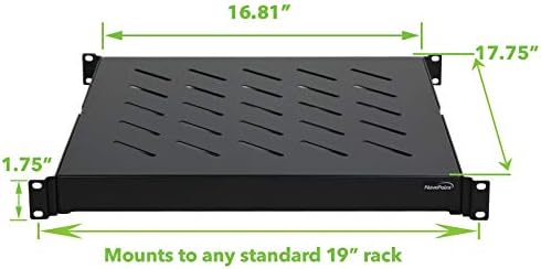 NavePoint 1U 19-Inch Fixed 4-Post Rack Mount Server Shelf with Adjustable Depth from 18-29 Inch Black Pack of 2