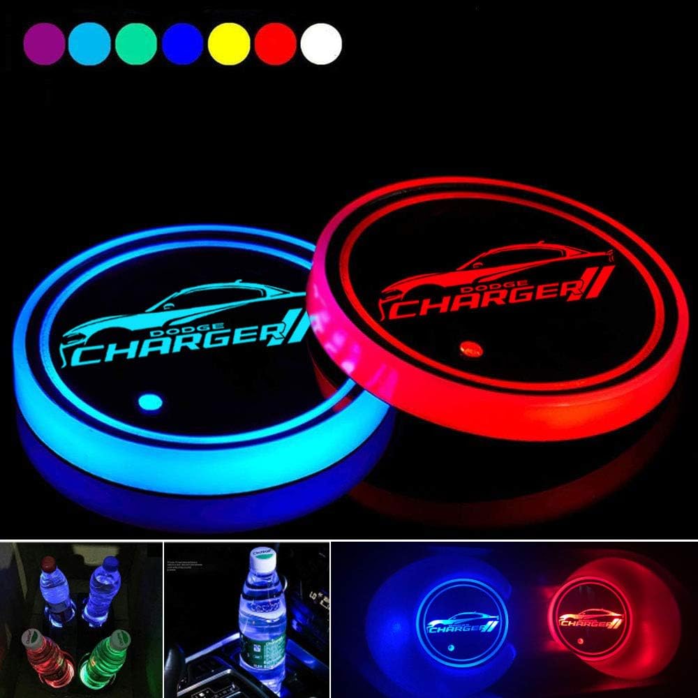 Weill 2 Pcs Car Cup Holder Coaster for Dodge Charger Accessories,2.75 Inch Diameter Anti Slip Mat Auto Interior Pad (forCharger2)